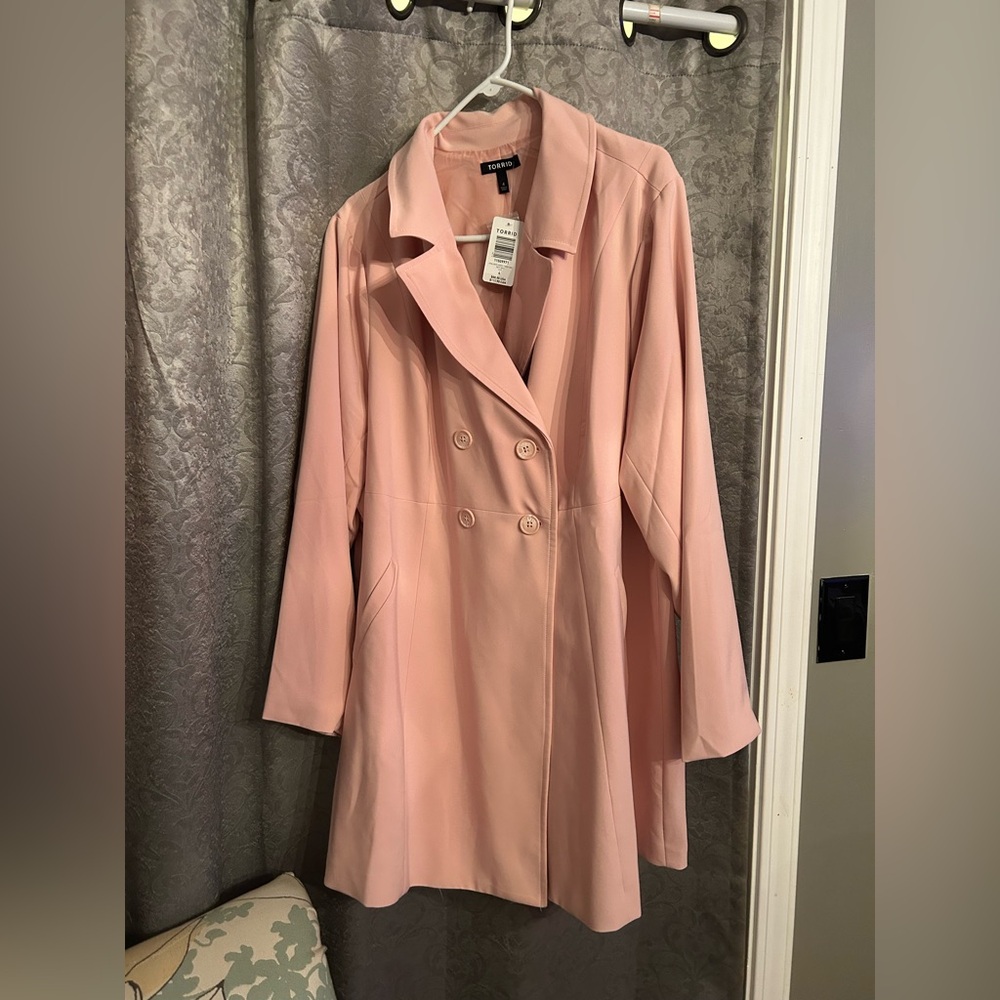 Torrid Light Pink Double-Breasted Trench Coat